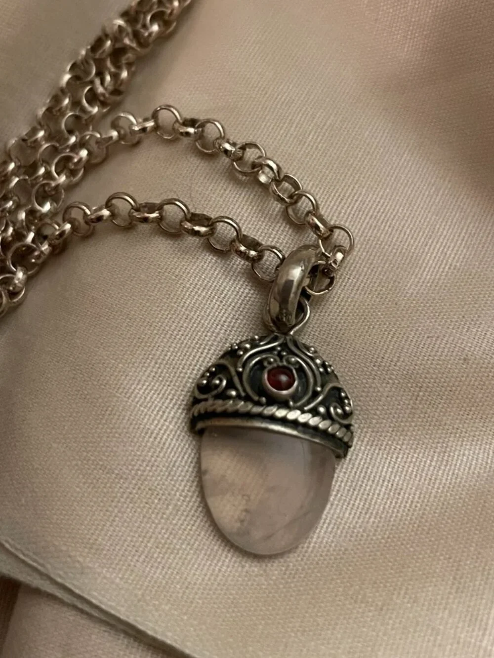 Vintage Sterling Silver Crystal Necklace Pendant 925 16